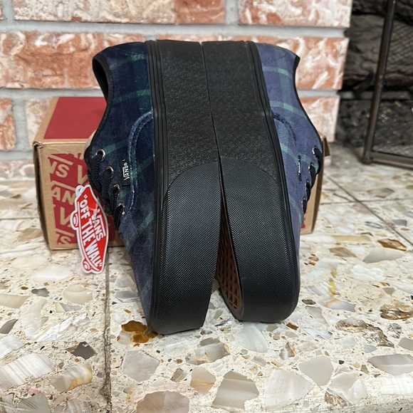 Vans Authentic stacked platform Velvet Plaid green black women’s size 9 - Picture 5 of 10